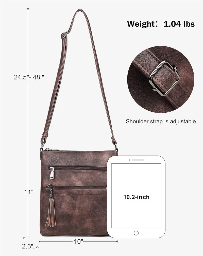 MASINTOR Crossbody Purses for Women, Multi Pocket Casual Crossbody Bag, Adjustable Strap Shoulder Bag with Tassel - Image 4